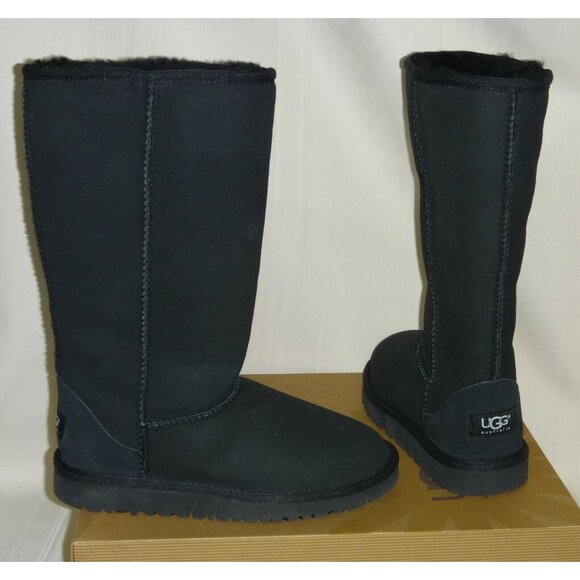 UGG Australia Classic Tall Black Suede Boots KIDS Youth Size US 2 NEW #5229